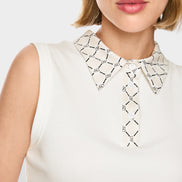 Ribbed top with chain logo print