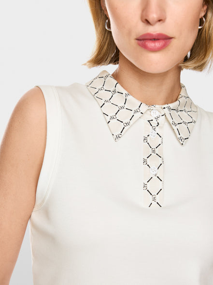 Ribbed top with chain logo print