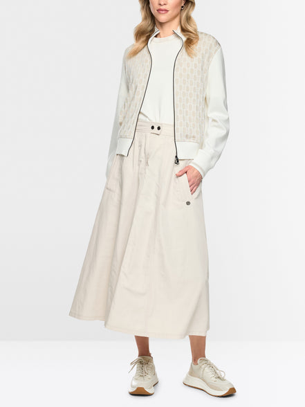 Calf-length skirt with shimmer effect