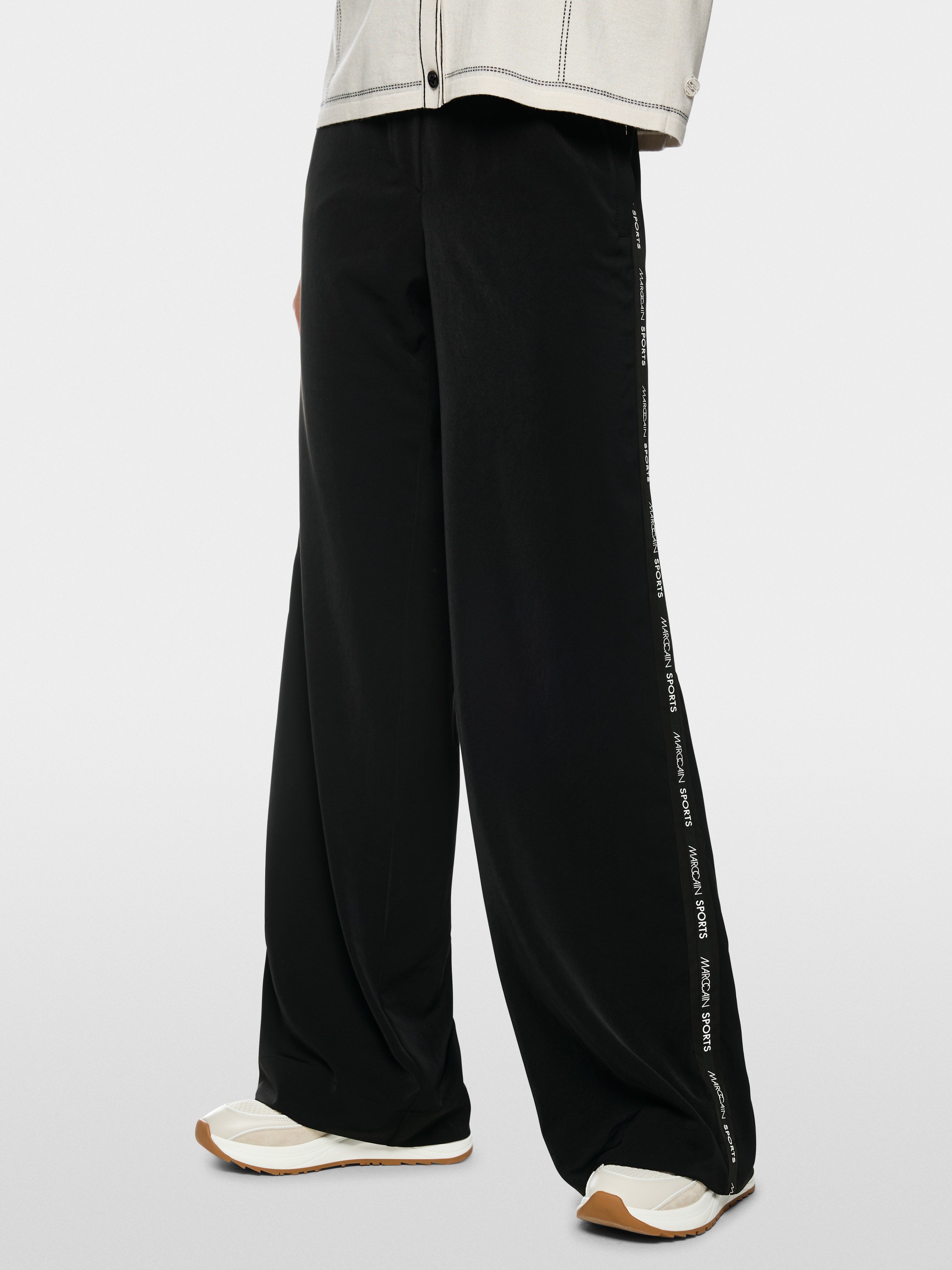 WELKOM pull-on logo stripe trousers