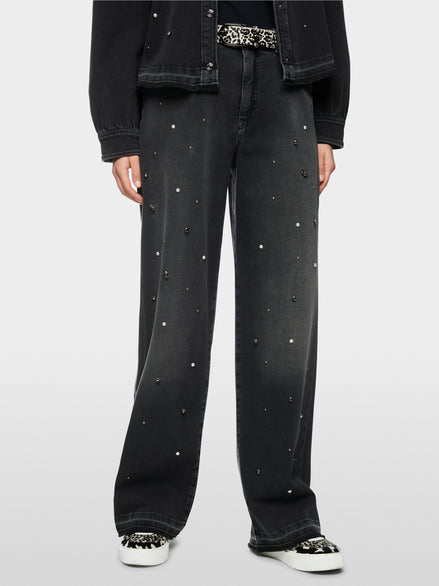 RUMA jeans with rhinestone trim