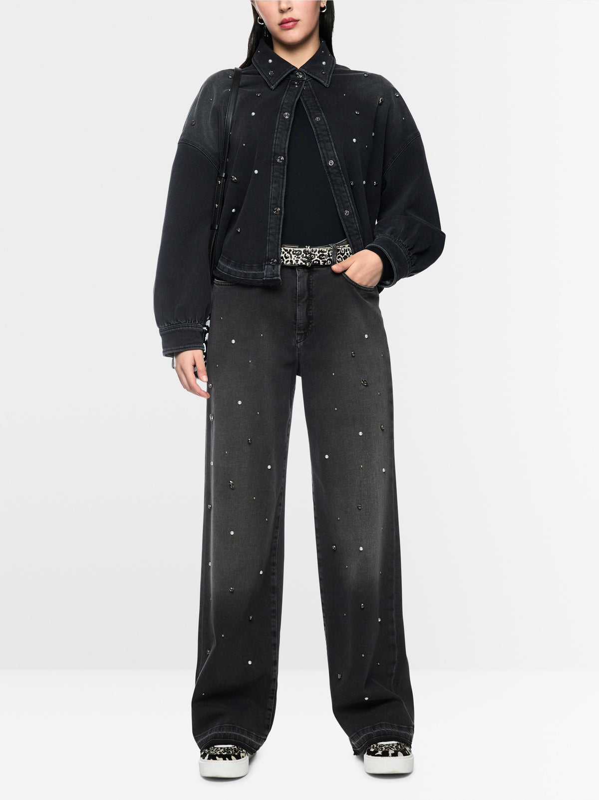 RUMA jeans with rhinestone trim