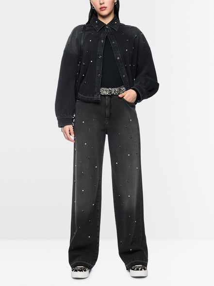 RUMA jeans with rhinestone trim