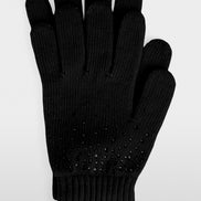 Fine-knit gloves with rhinestones