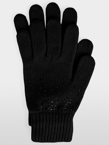Fine-knit gloves with rhinestones