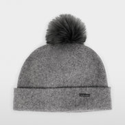 Felt hat with faux fur pom-pom