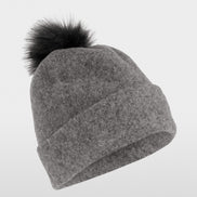 Felt hat with faux fur pom-pom