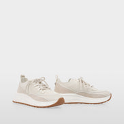 Knit trainers with leather trim