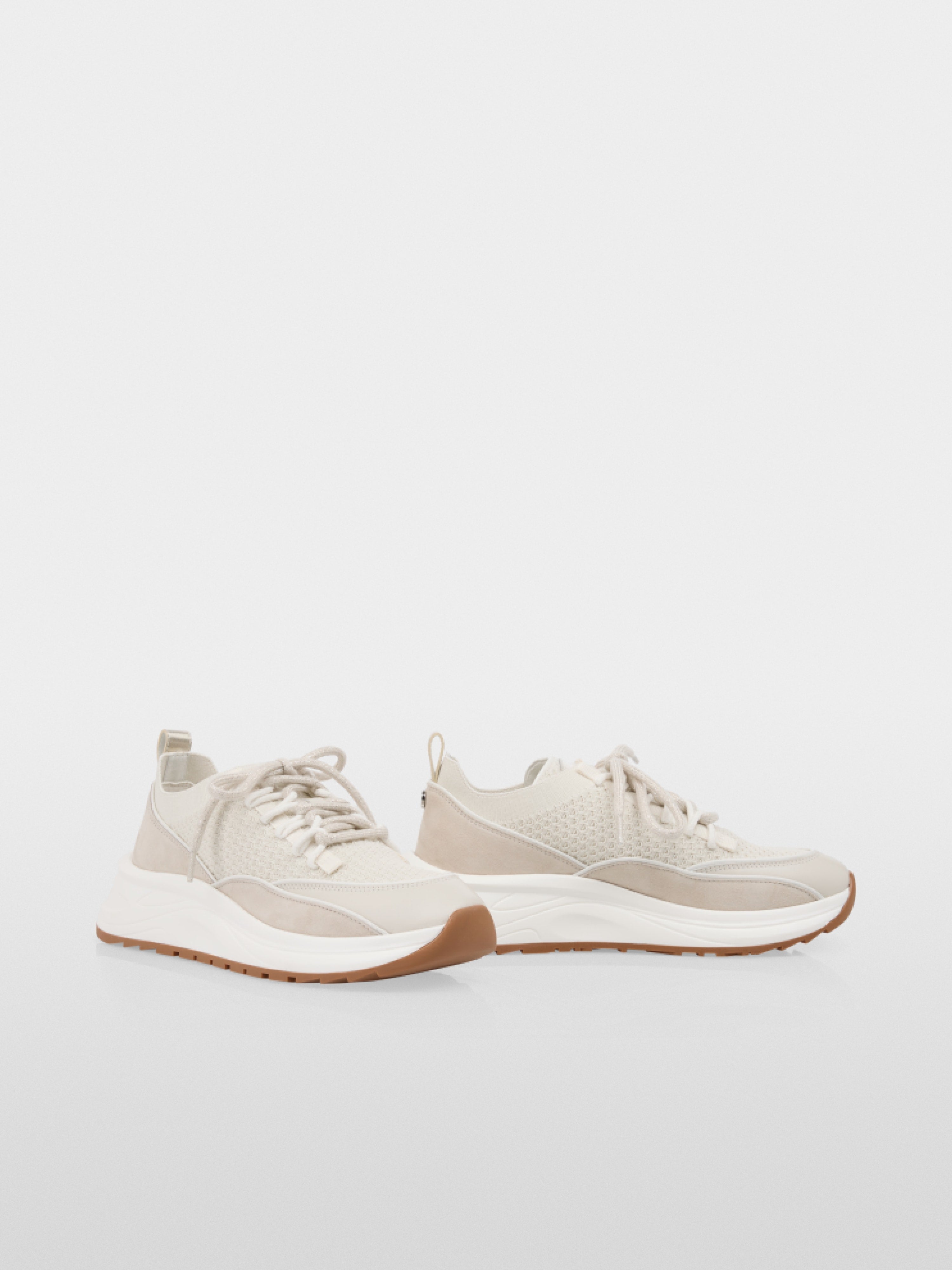 Knit trainers with leather trim