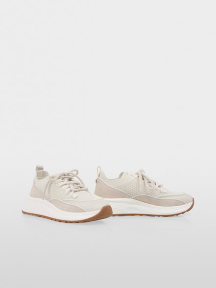 Knit trainers with leather trim