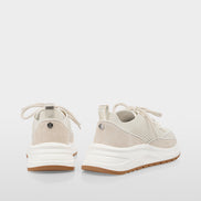 Knit trainers with leather trim