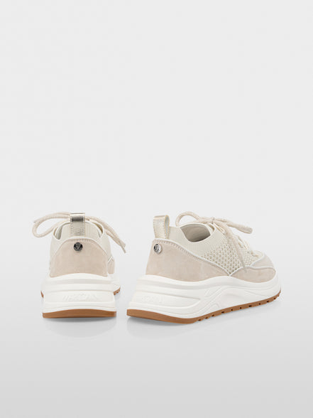 Knit trainers with leather trim