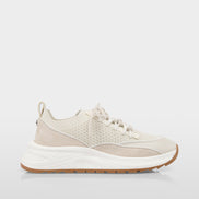 Knit trainers with leather trim