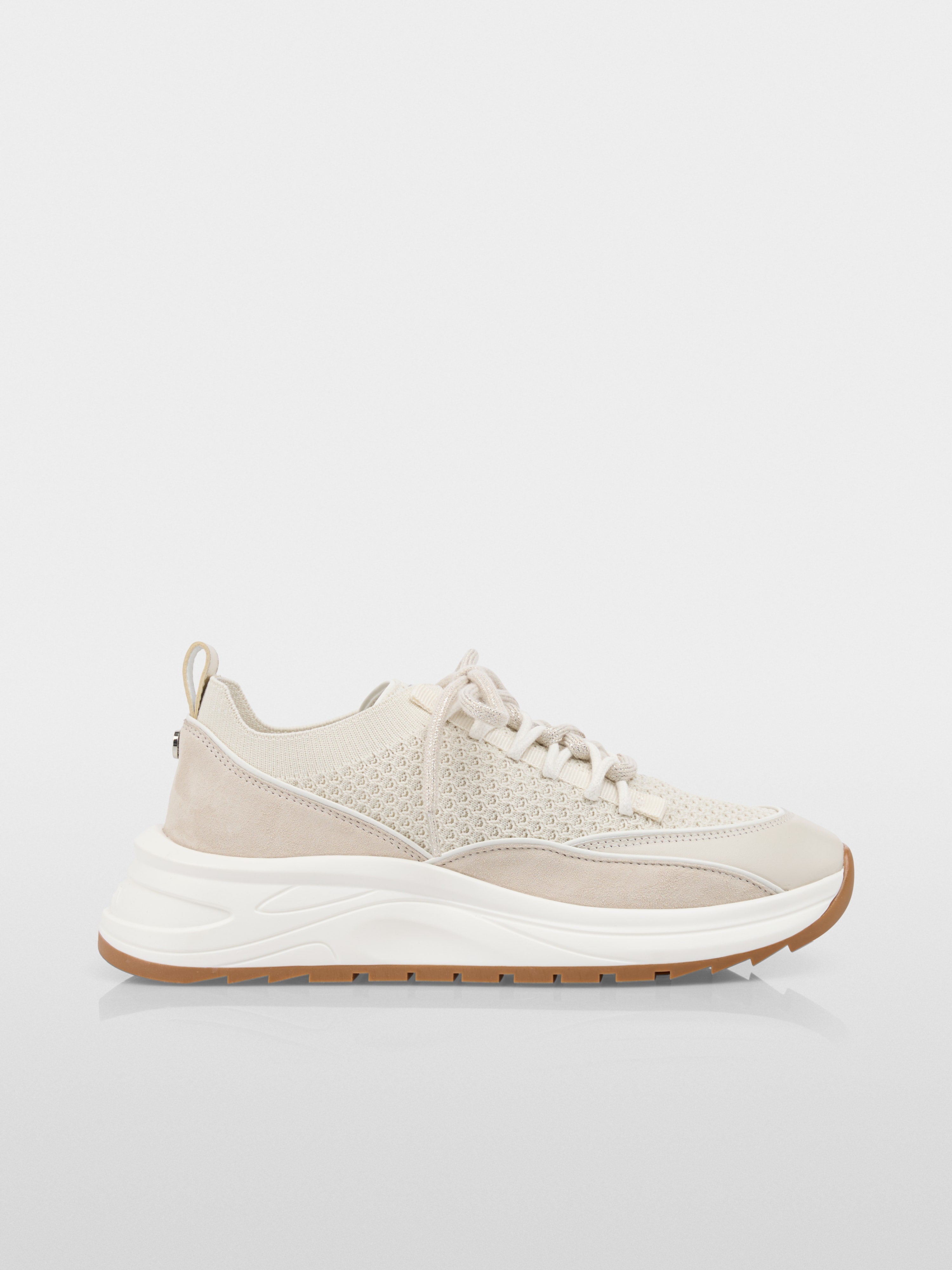 Knit trainers with leather trim
