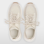 Knit trainers with leather trim