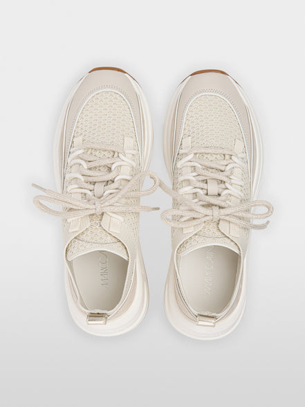 Knit trainers with leather trim