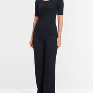 Round-collar shirt with short sleeves