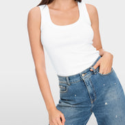 Fine-ribbed tank top