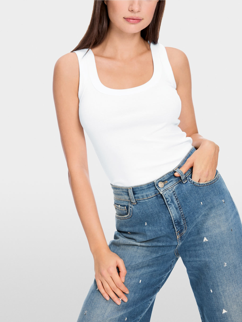 Fine-ribbed tank top