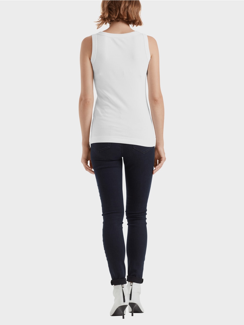 Fine-ribbed tank top