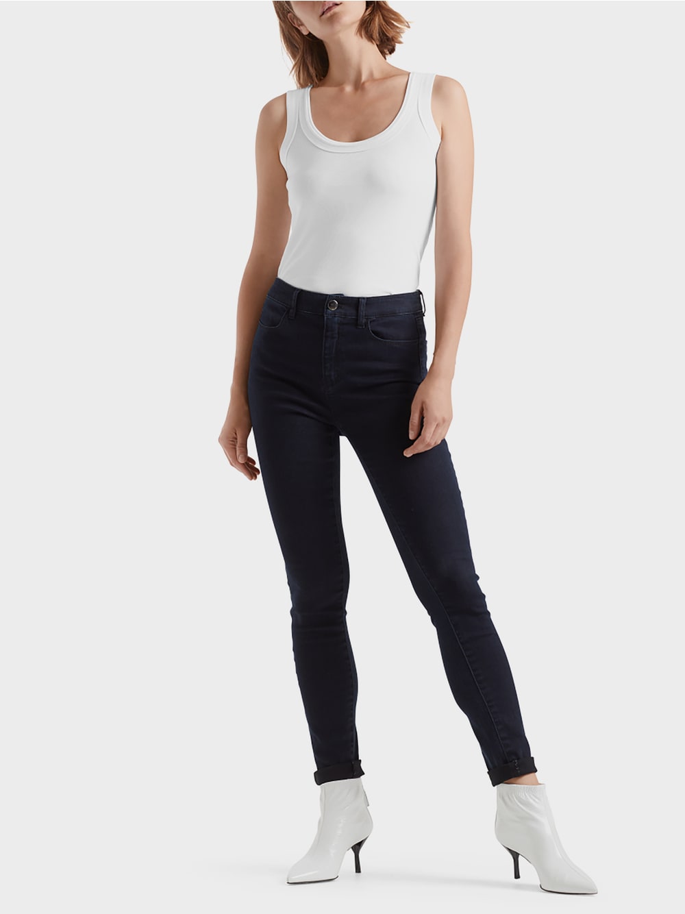 Fine-ribbed tank top