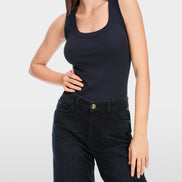 Fine-ribbed tank top