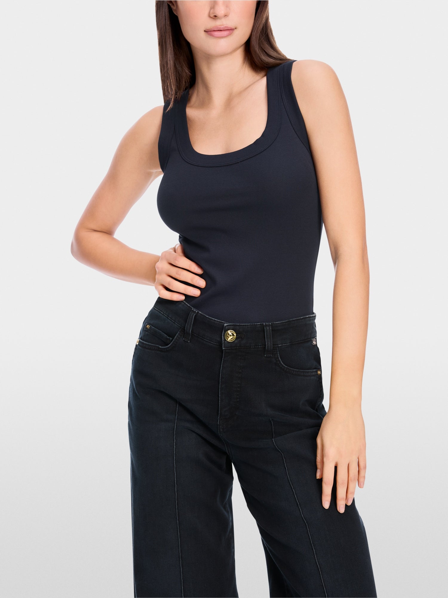 Fine-ribbed tank top