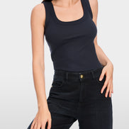 Fine-ribbed tank top