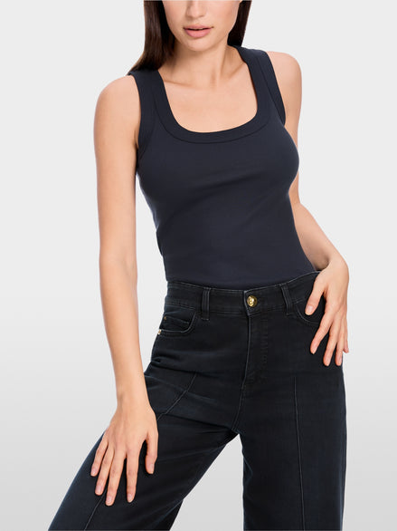 Fine-ribbed tank top
