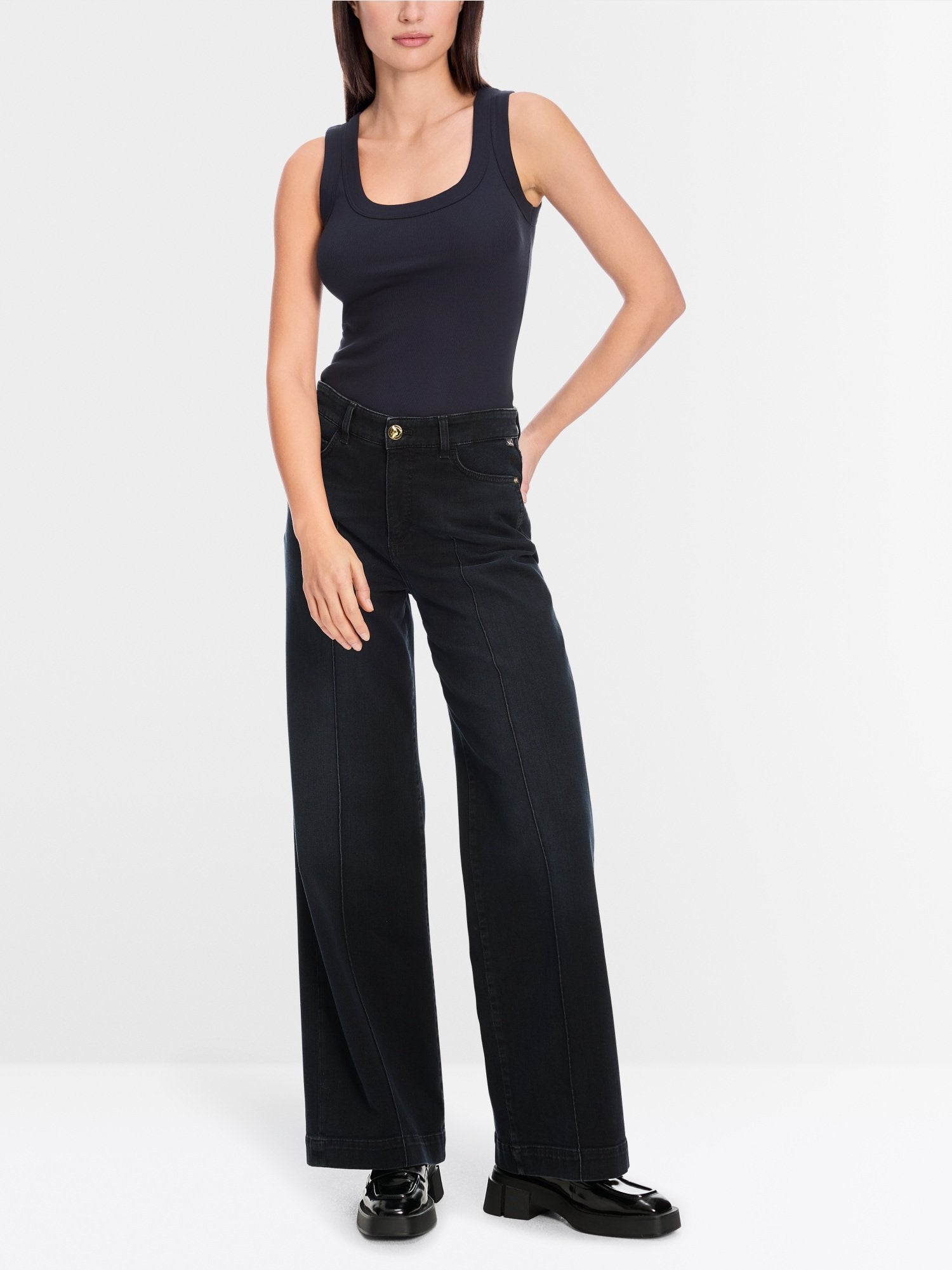 Fine-ribbed tank top