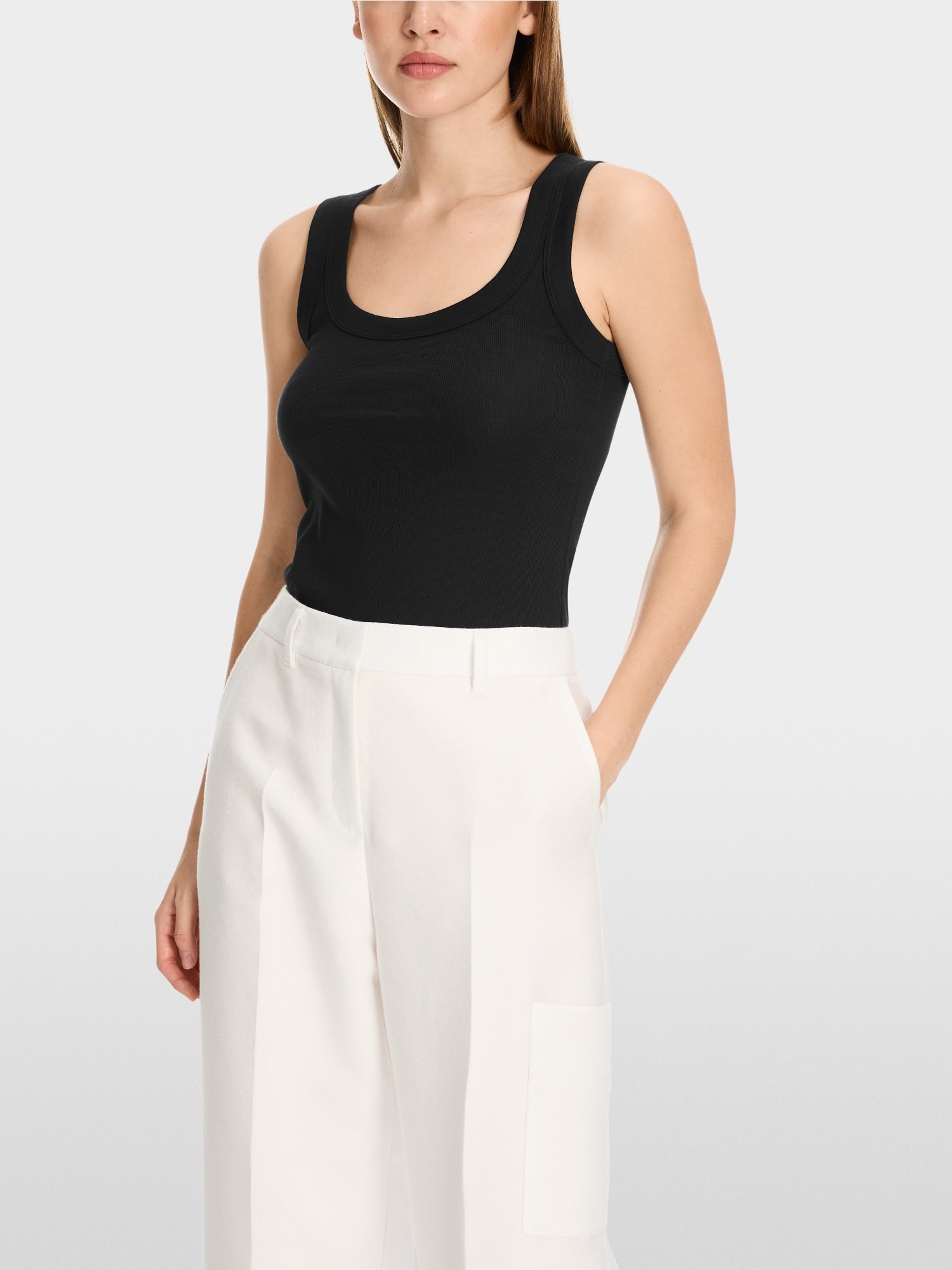 Fine-ribbed tank top