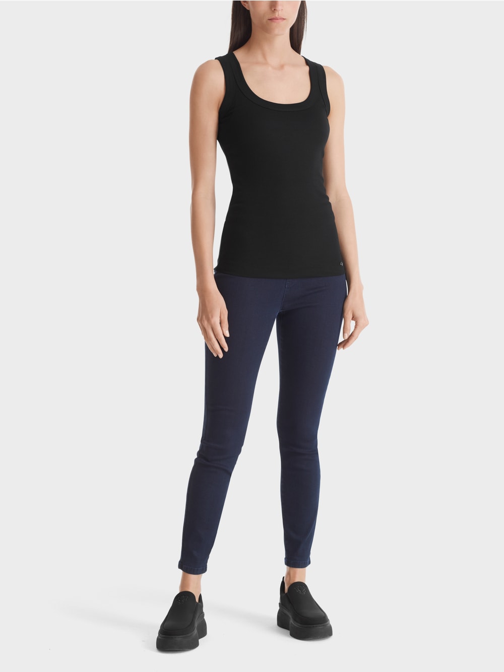 Fine-ribbed tank top