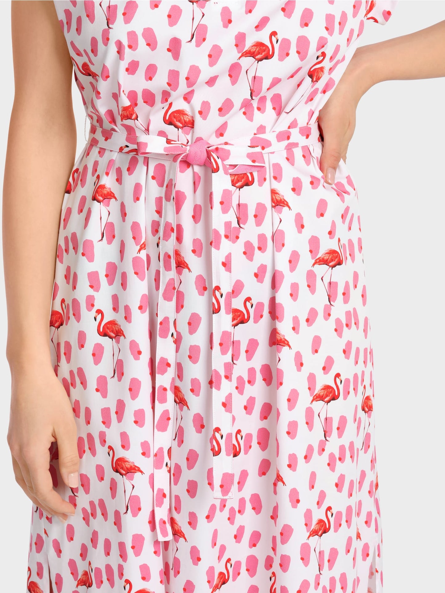 Polo dress with flamingo print
