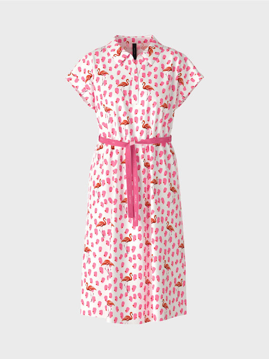 Polo dress with flamingo print