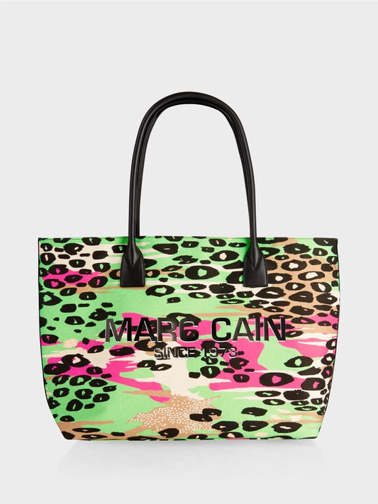Shopper bag with colourful Leo print