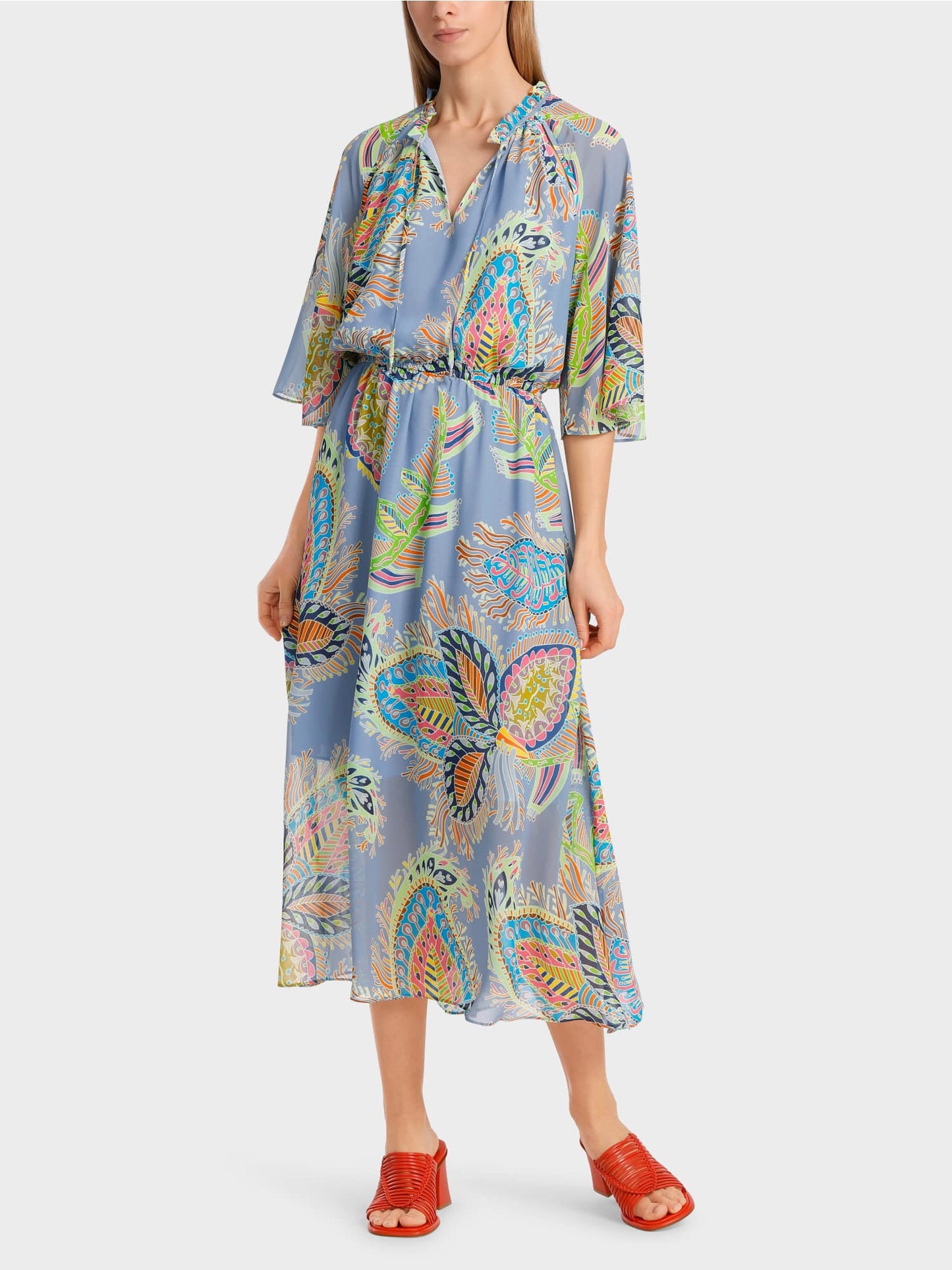 Dress with stylized paisley print