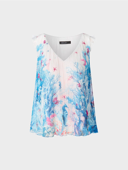 Pleated top with underwater print