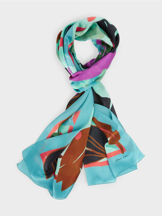 Scarf with all-over leaf design