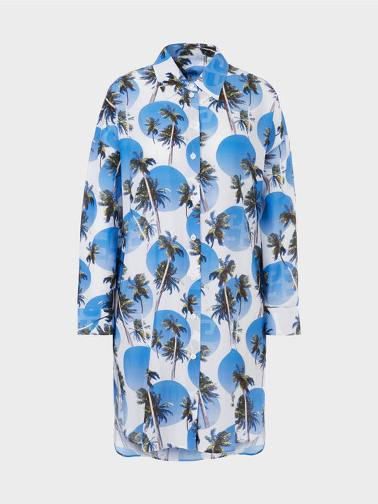 Shirt dress with palm print