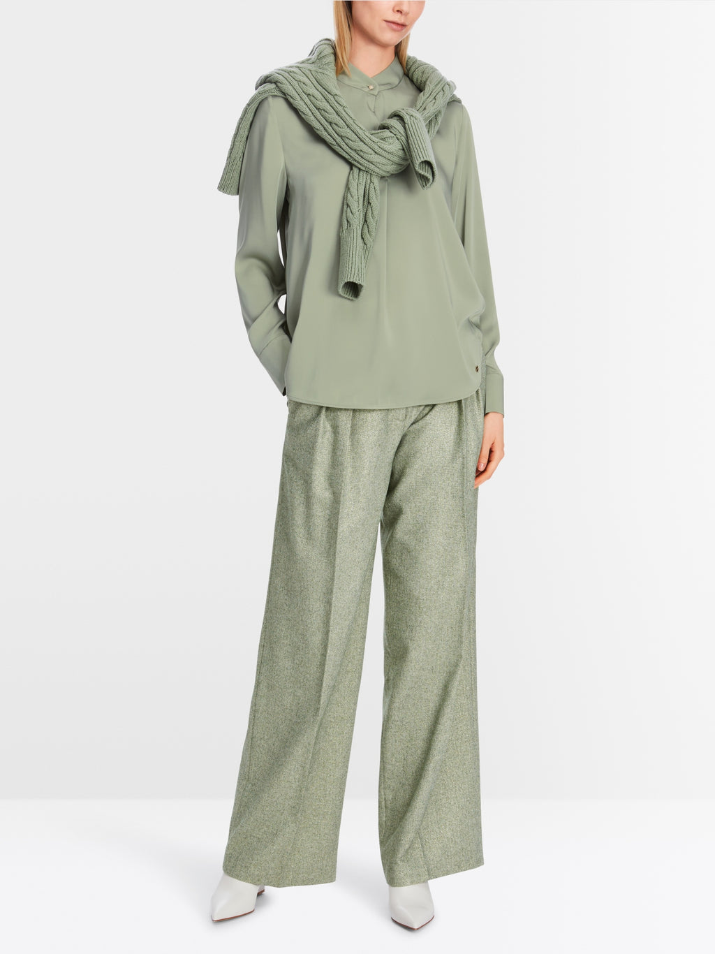 Blouse with stand-up collar