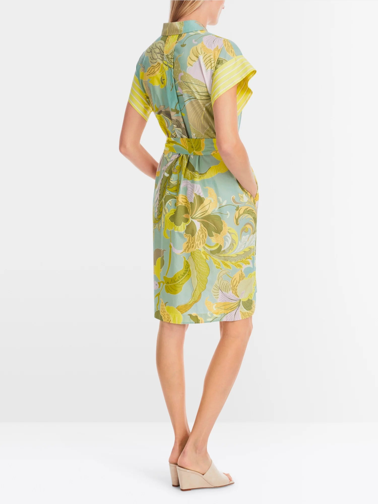 Short shirt dress in material mix