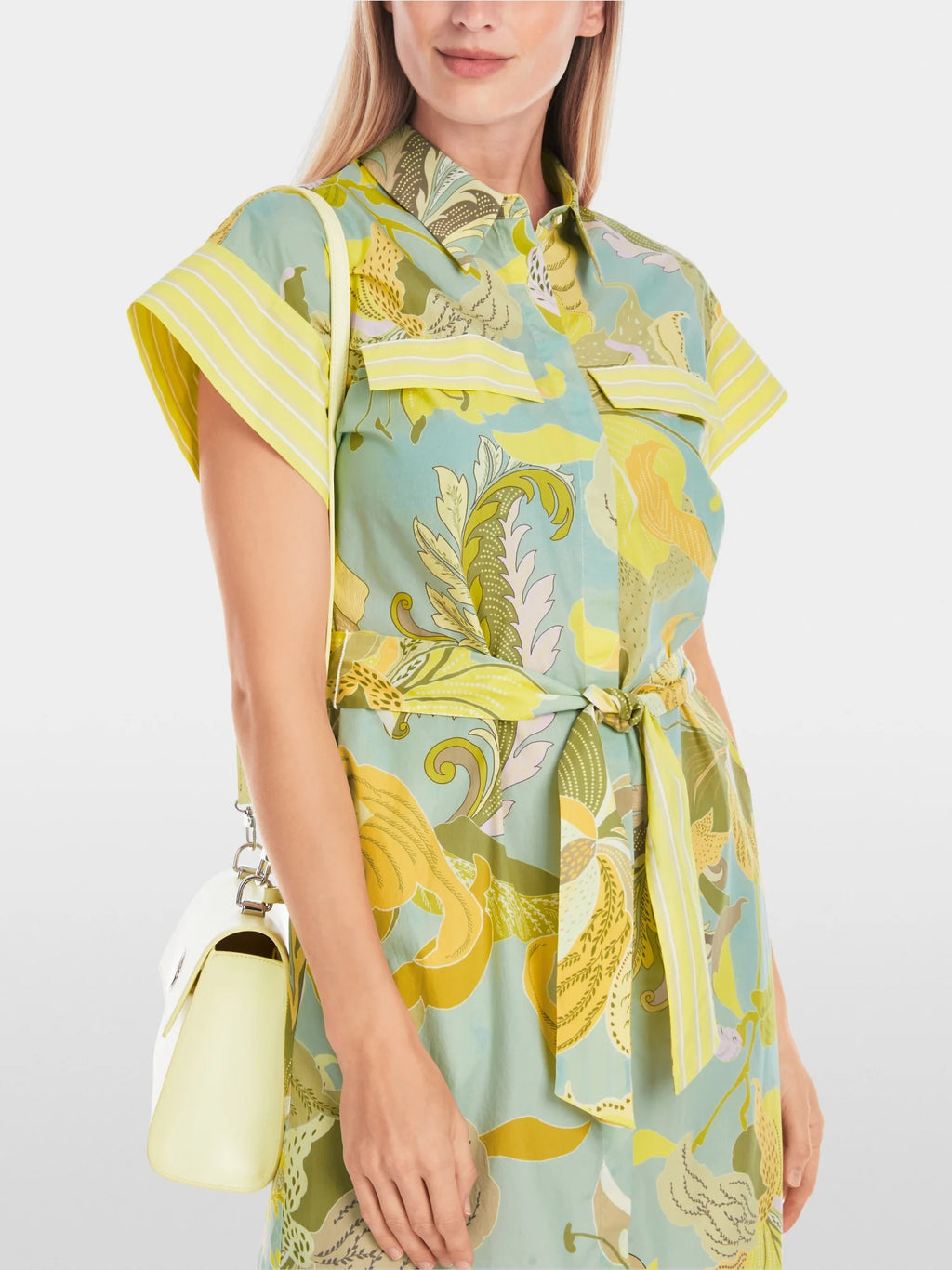 Short shirt dress in material mix