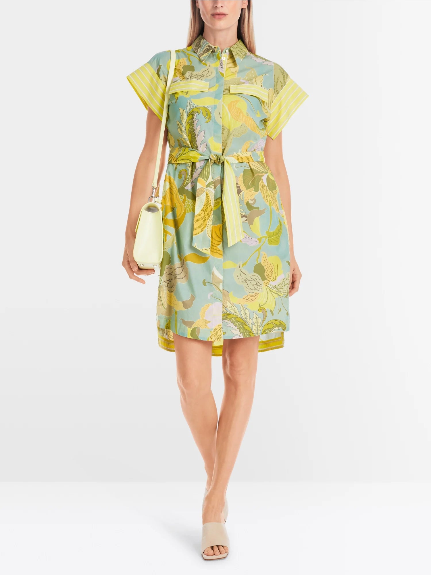 Short shirt dress in material mix