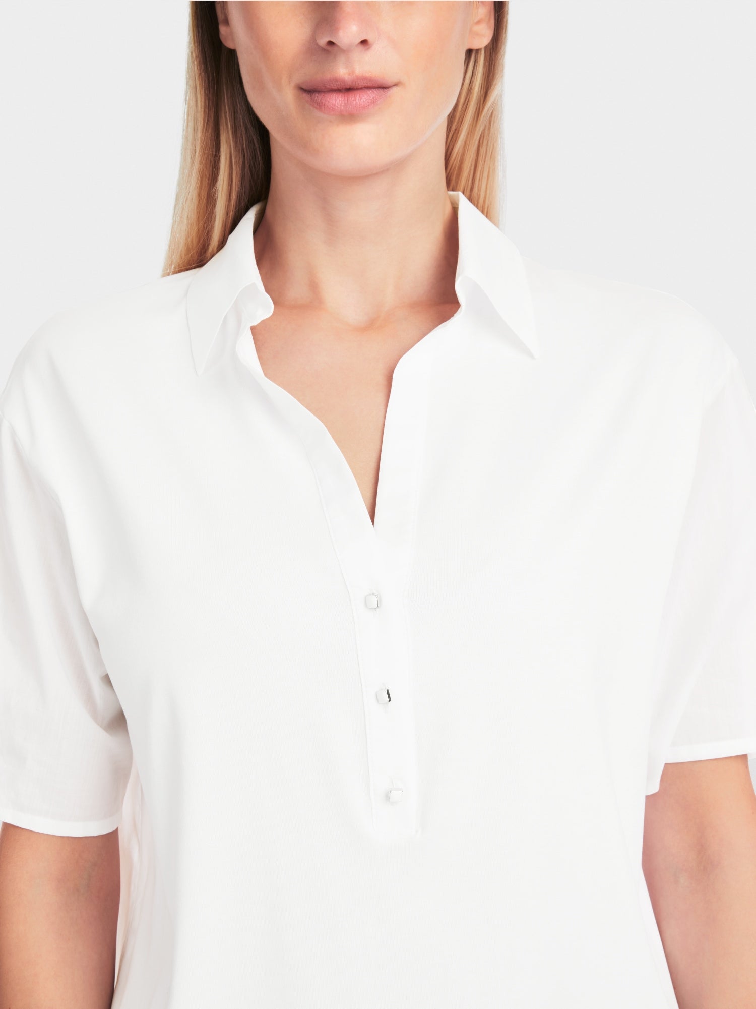 Oversized material-mix polo shirt