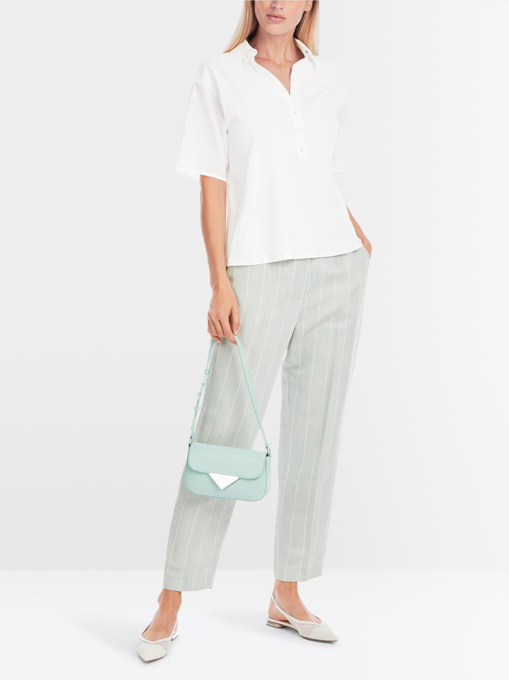 Oversized material-mix polo shirt