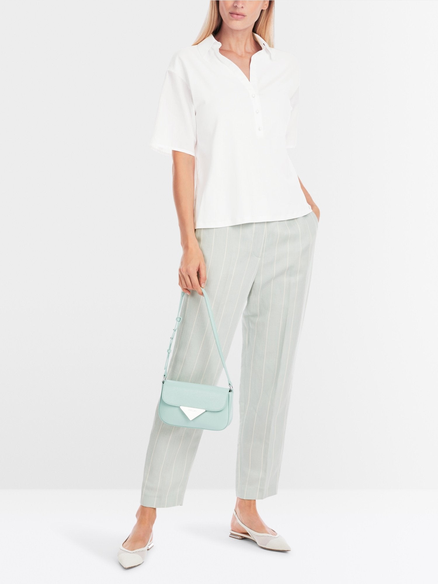 Oversized material-mix polo shirt