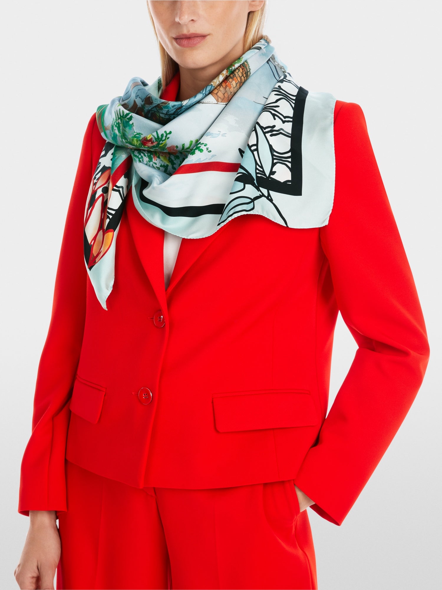 Silk scarf with picture postcard motif