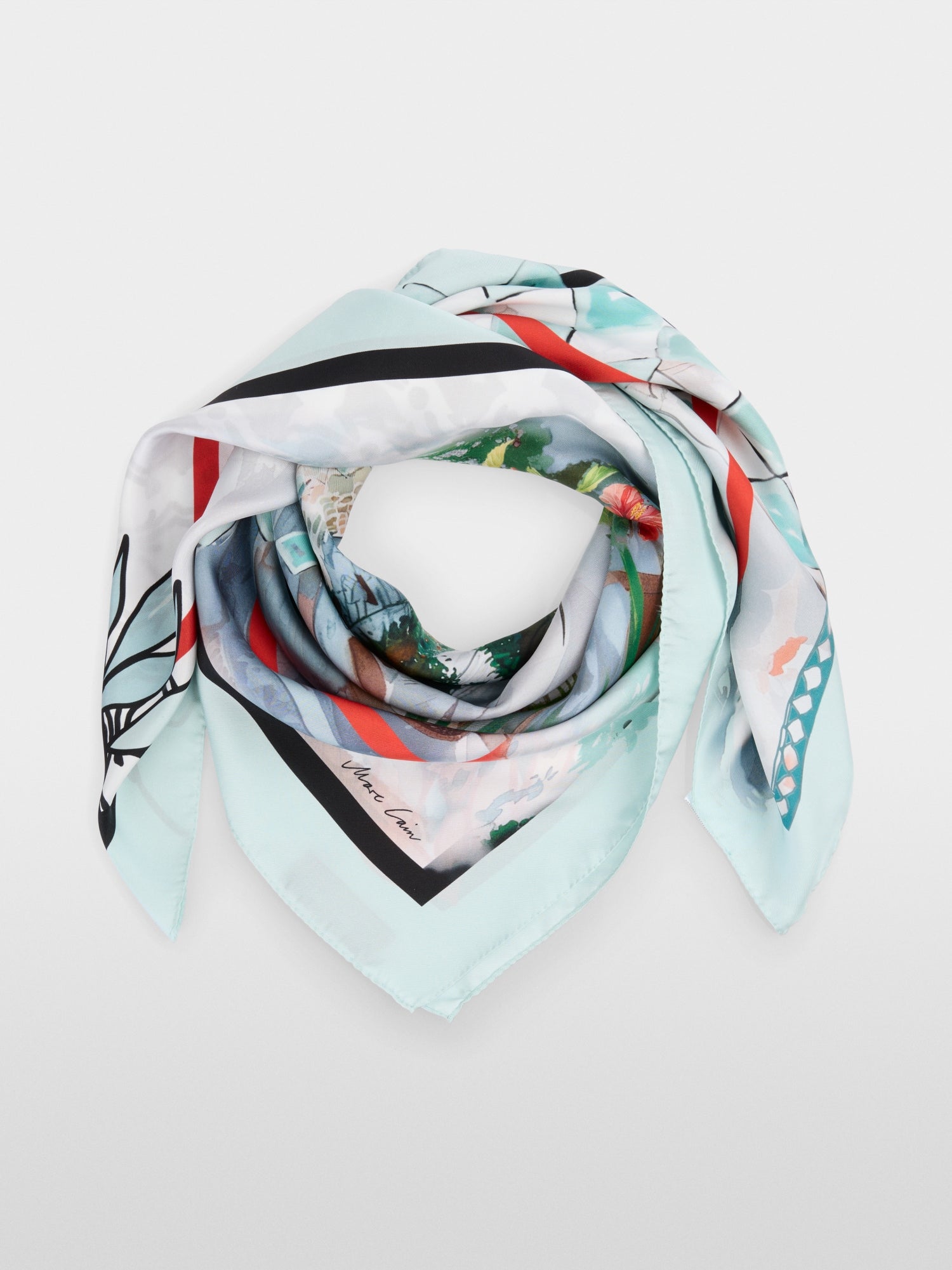 Silk scarf with picture postcard motif