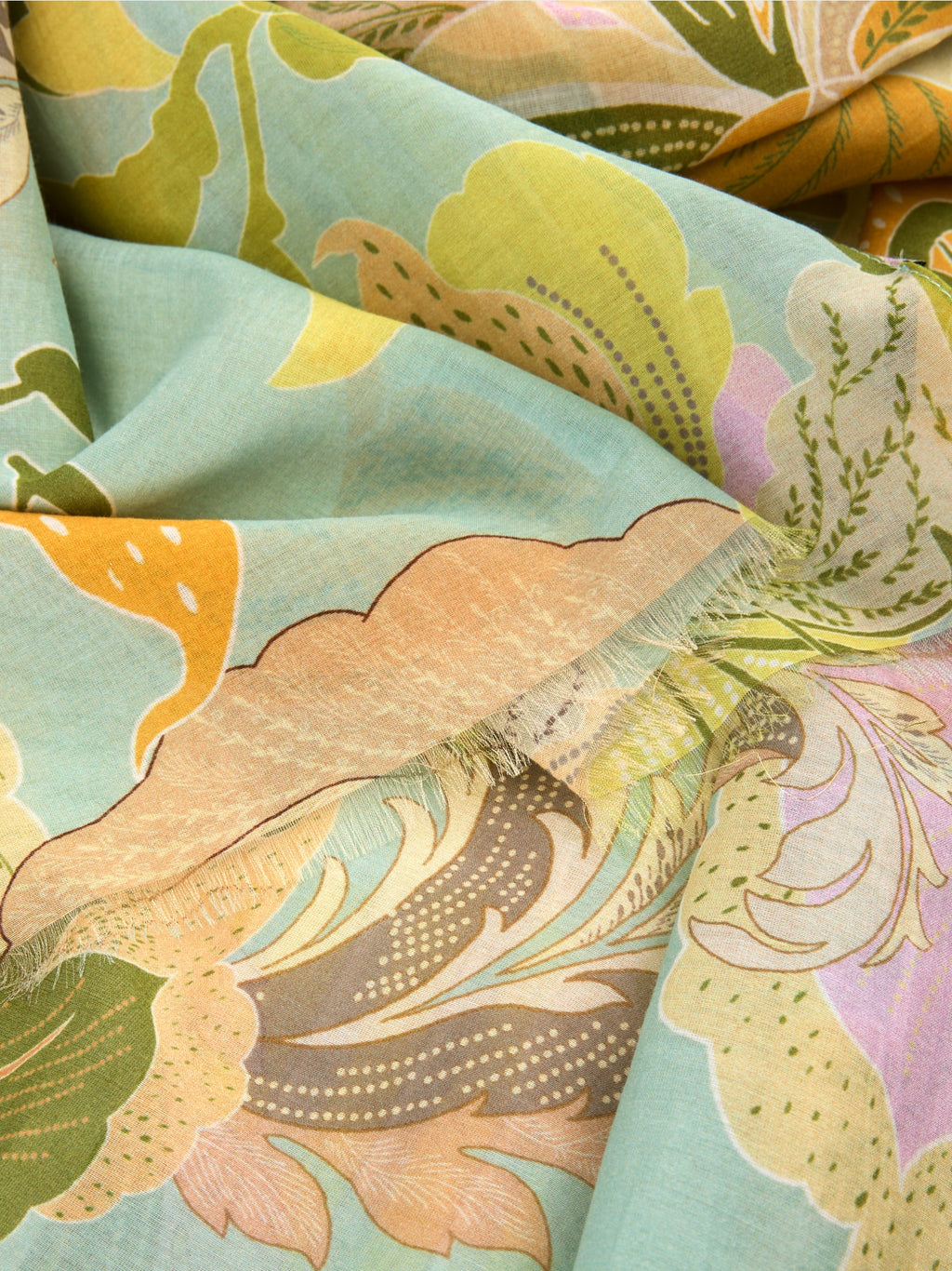 Airy scarf with all-over leaf motif