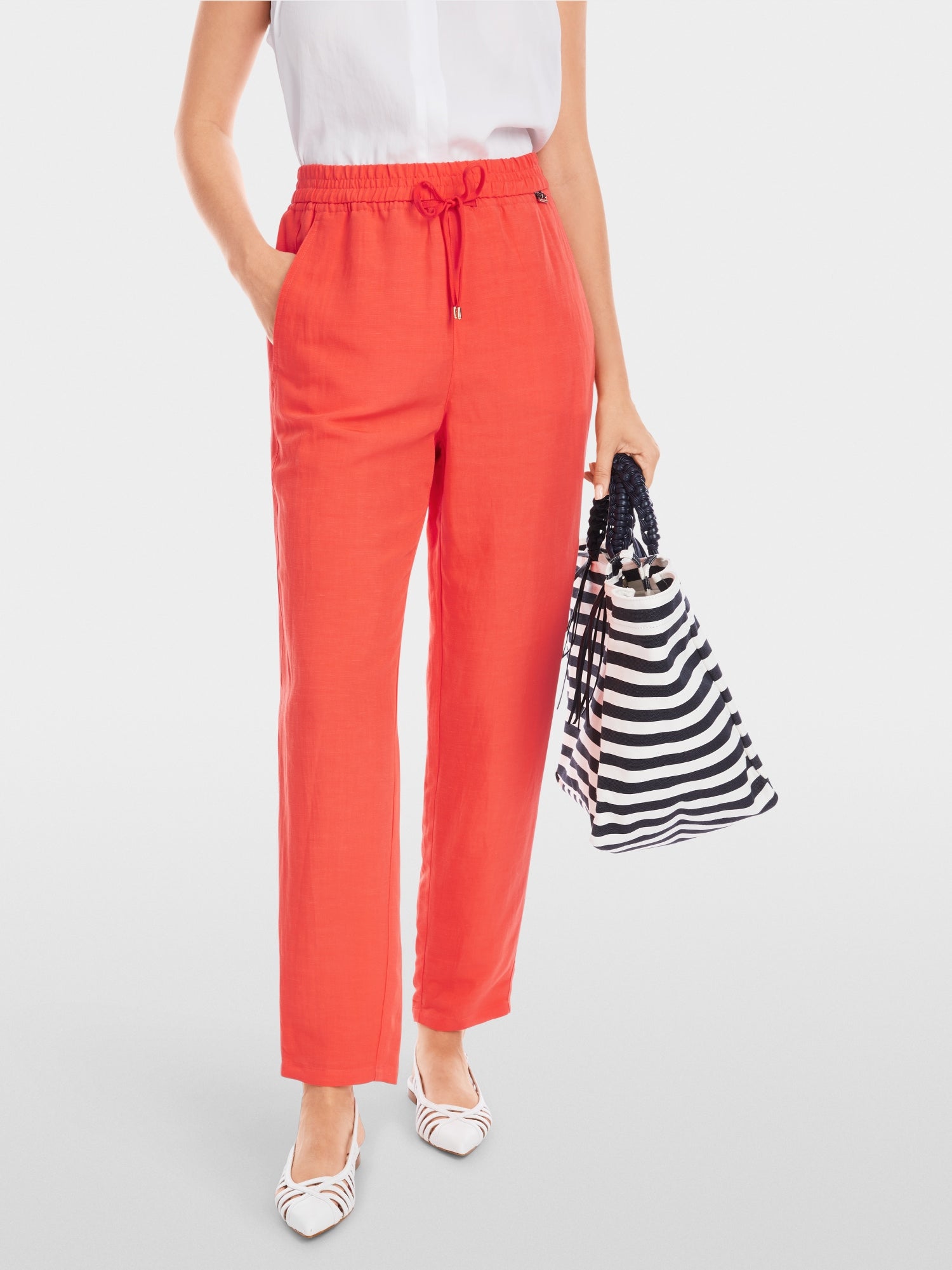 RHODOS plain wide slip-on trousers